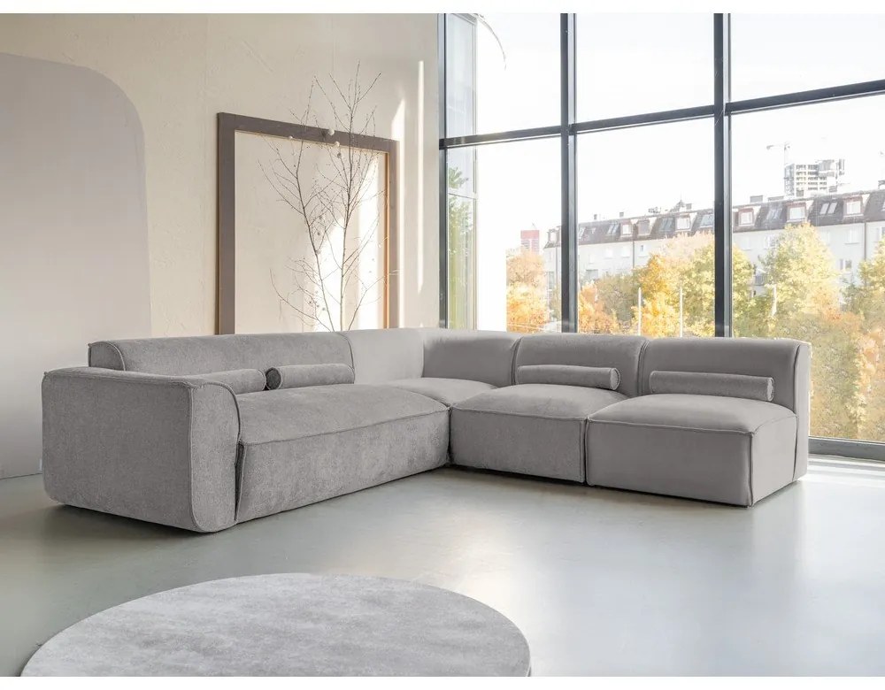 Világosszürke sarokkanapé (jobb oldali) Flex Felix – Miuform