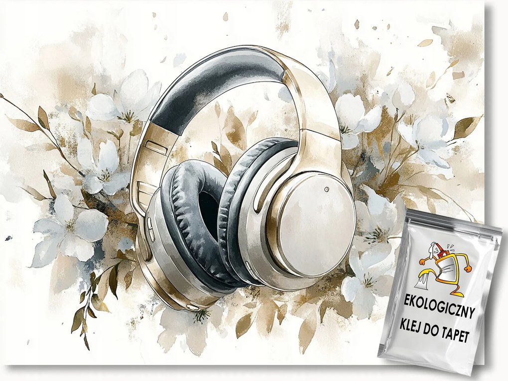 Fotótapéta Flizelina Zene Fejhallgató Virágok Glamour Boho 250x175 ragasztó