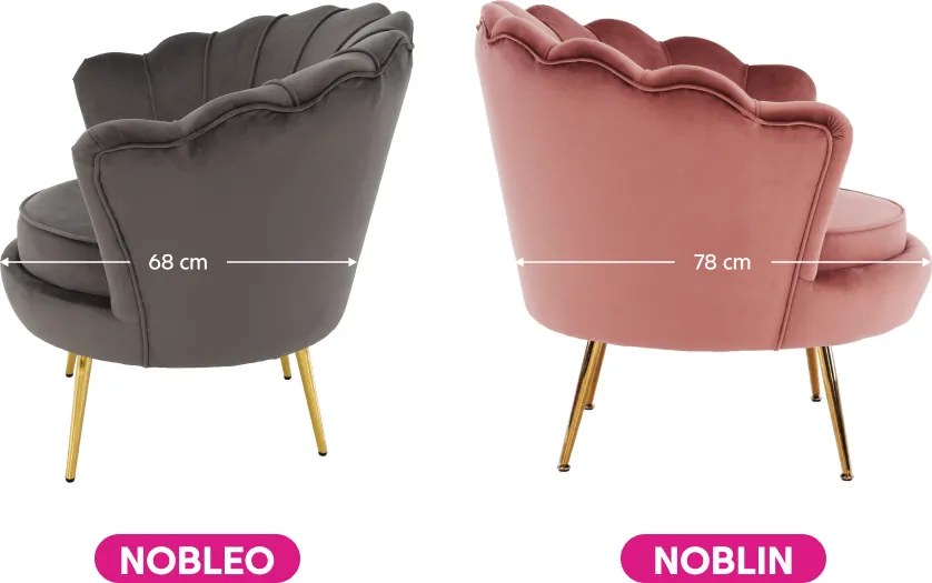 Fotel Art-deco stílusban, rózsaszín Velvet anyag/gold króm-arany, NOBLIN