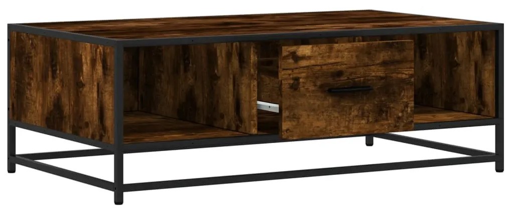 füstös tölgy szerelt fa és fém dohányzóasztal 100 x 57 x 35 cm