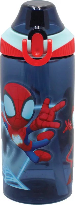 Pókember Spidey Web műanyag szívószálas kulacs akasztóval 450 ml