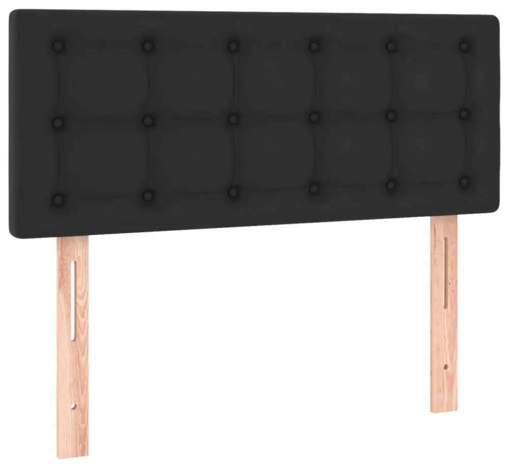 fekete műbőr rugós ágy matraccal és LED-del 100x200 cm