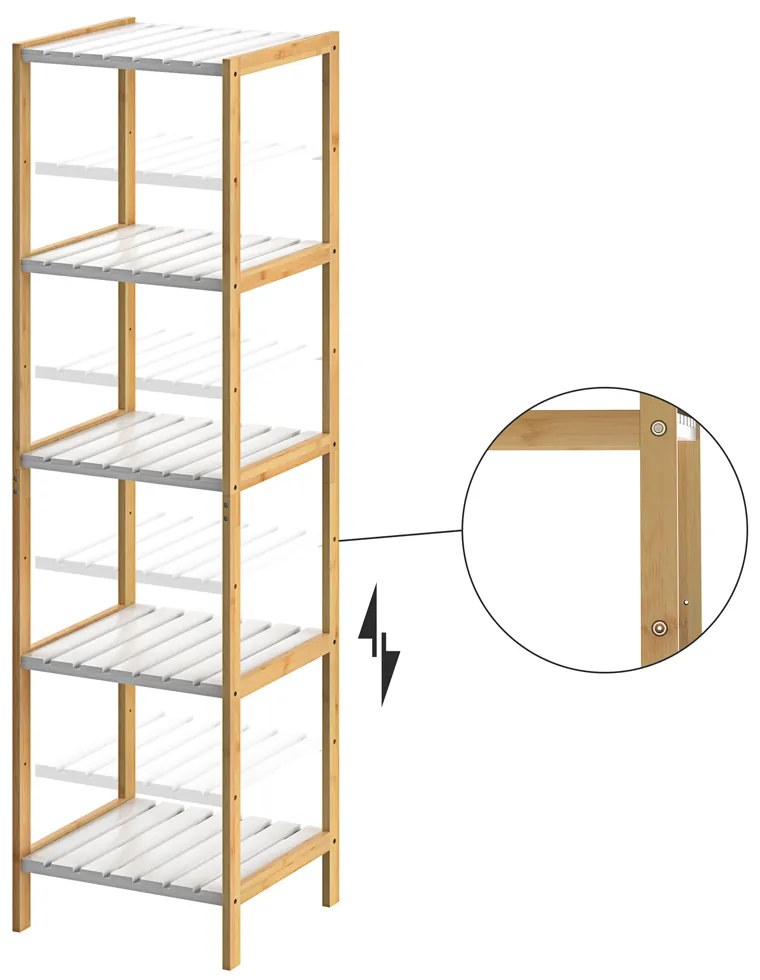 Casaria® Bambusz polc 140x33x33 cm - fehér
