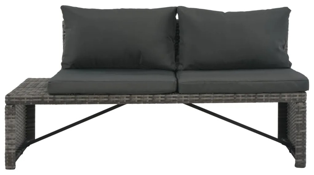 3-részes szürke polyrattan kerti bútorszett párnákkal