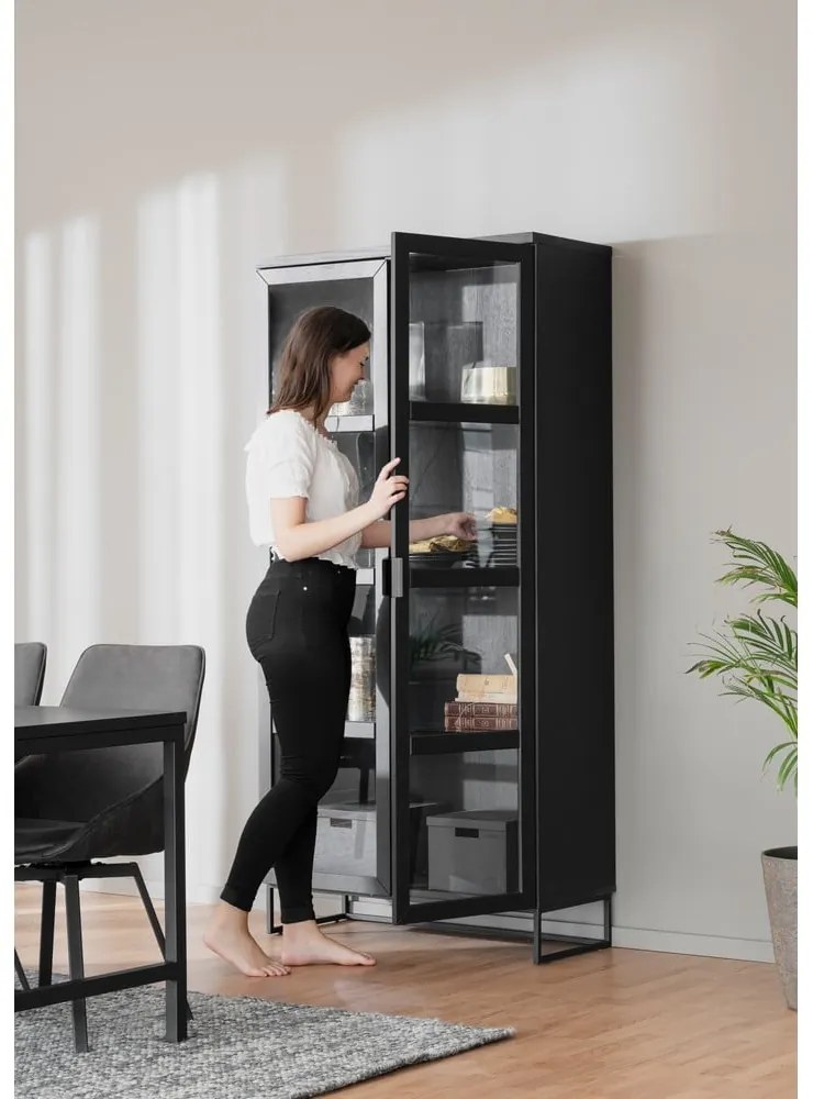 Fekete tölgyfa tálalószekrény 95x195 cm Everett - Rowico