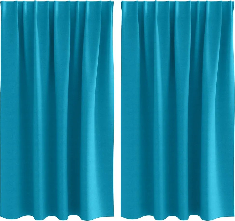 vidaXL Fekete Függöny Gyűrűkkel 2 pcs Türkiz 140 x 140 cm Poliészter