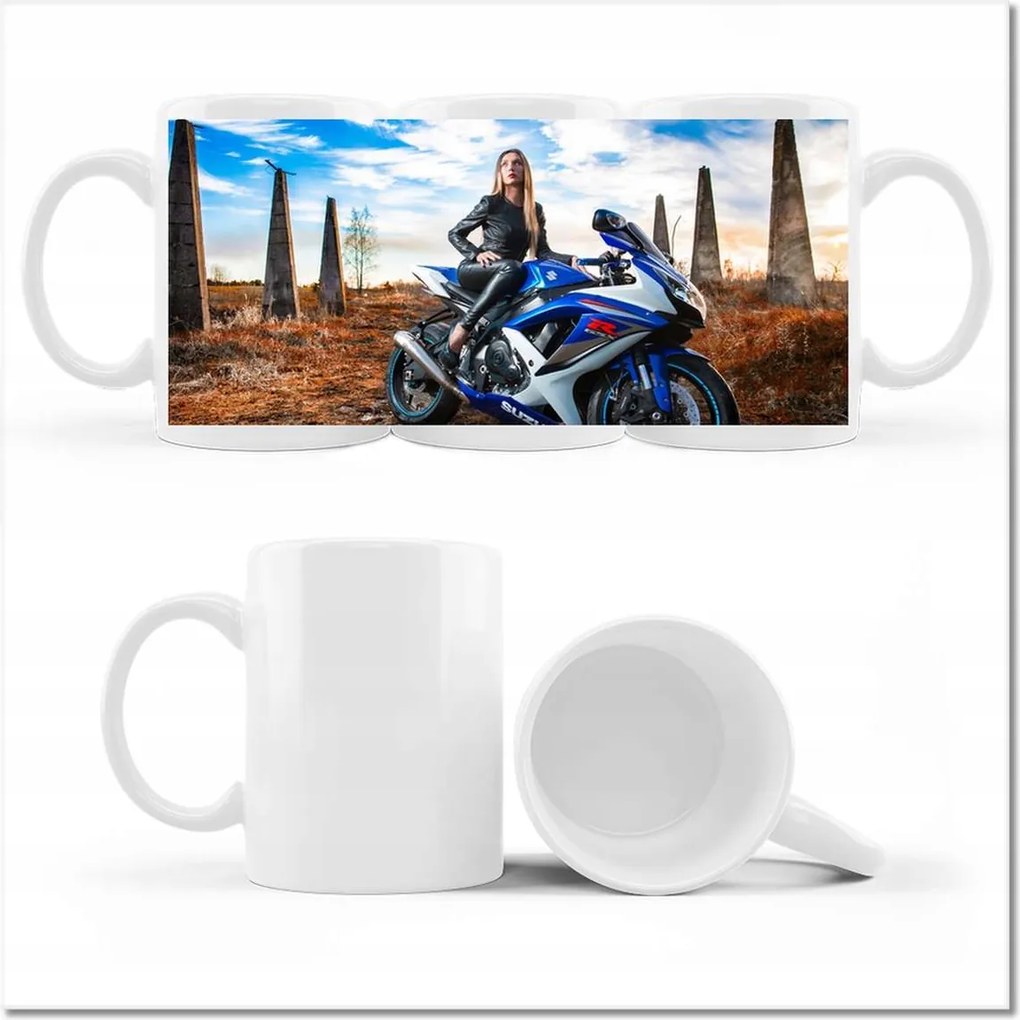 Bögre fényképpel Csaj a versenyautón Motor