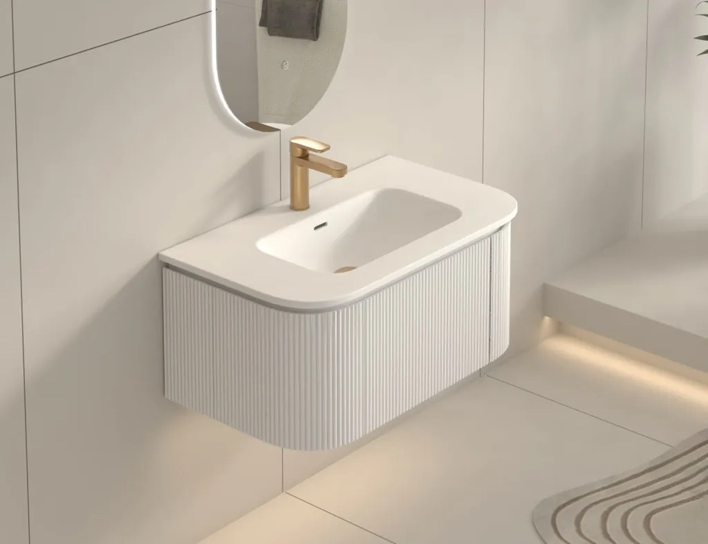 AREZZO design SIERRA 80 cm-es Fürdőszoba alsószekrény 1 fiók, 2 ajtó, matt fehér