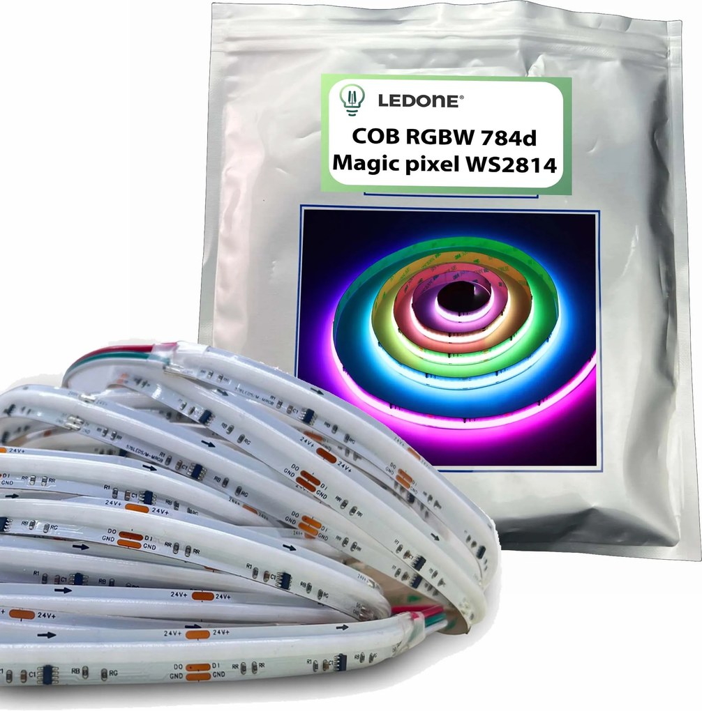 Cob led szalag Rgbw Nw 24V 784d Magic Pixel címezhető WS2814 digitális 1mb