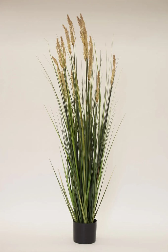 Fekete cserepes műanyag magas zöld műnövény műfű 157x46x46cm