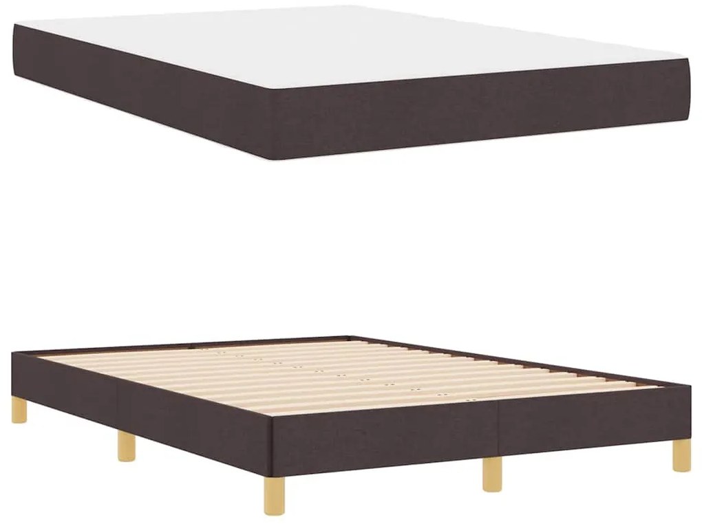 Boxrugós ágy Barna 140 x 200 cm Textil és mérnöki fa