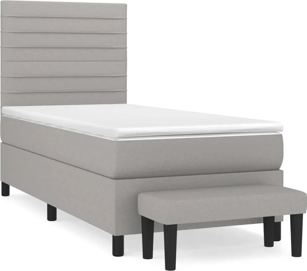 vidaXL világosszürke szövet rugós ágy matraccal 80 x 200 cm
