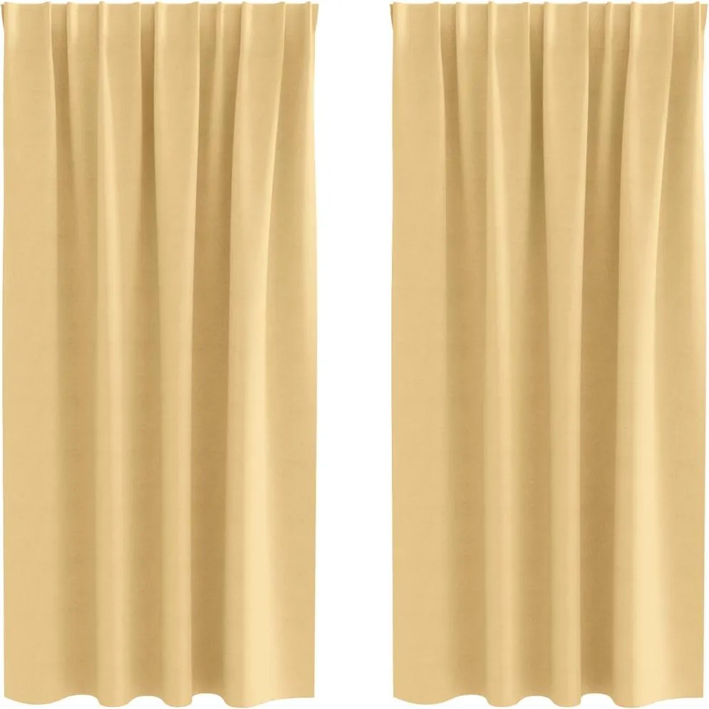 vidaXL Fekete Függöny Gyűrűkkel 2 pcs Bézs 175 x 140 cm Poliészter