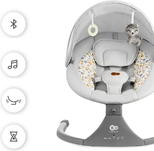 KINDERKRAFT - Babaringató dallammal 2in1 LUMI világos szürke