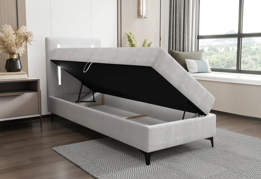 LONO comfort kárpitozott boxspring ágy, 90x200, curio 80, balos