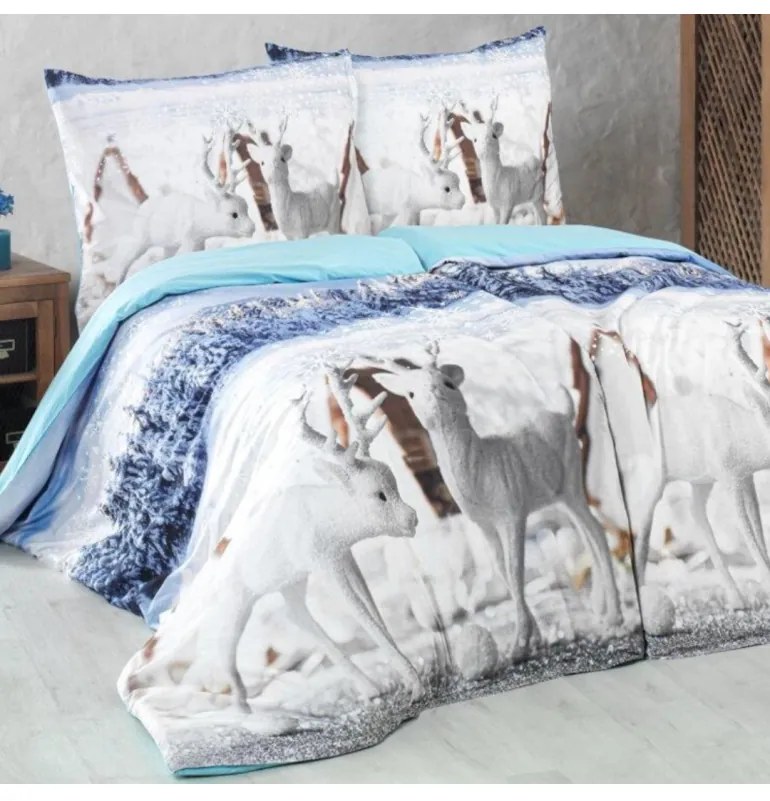 Téli mintás 3D pamut ágyneműhuzat, A standard egyszemélyes ágy szett tartalma: 1x 140x200 + 1x 70x90