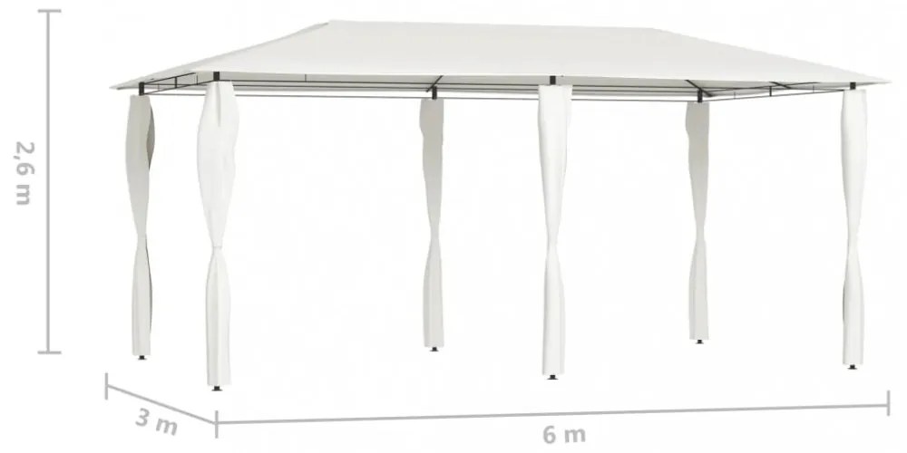 krémszínű pavilon oszlop takarókkal 2,98x5,3x2,59 m 160 g/m²