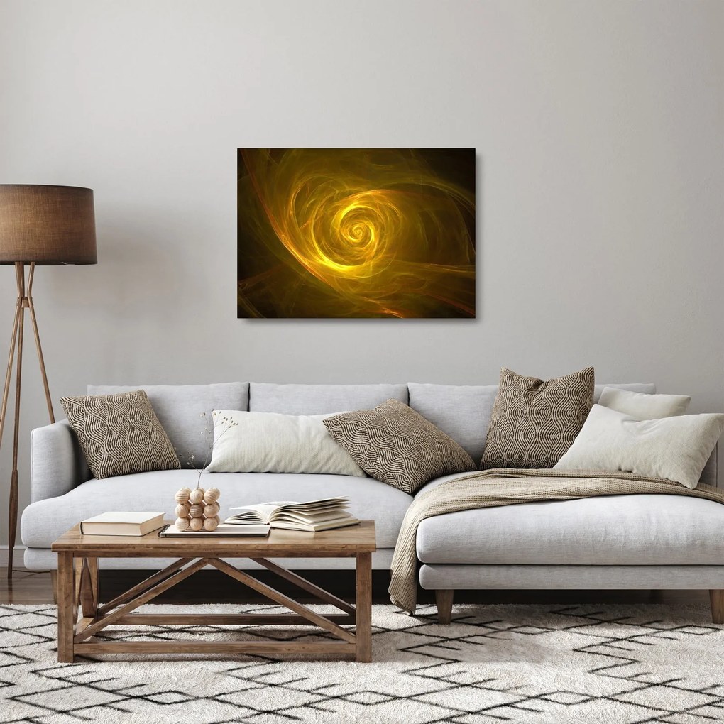 Absztrakt sárga spirál képe (üvegen) (70x50 cm)