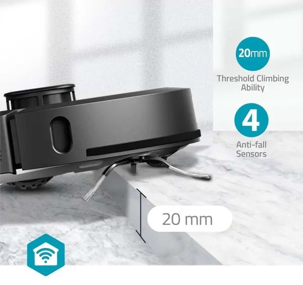Nedis WIFIVCL002CBK - Intelligens robotporszívó felmosóval Wi-Fi Tuya fekete + távirányító