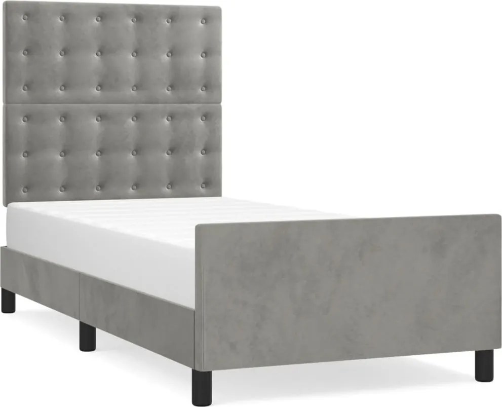 vidaXL világosszürke bársony ágykeret matrac nélkül 100x200 cm