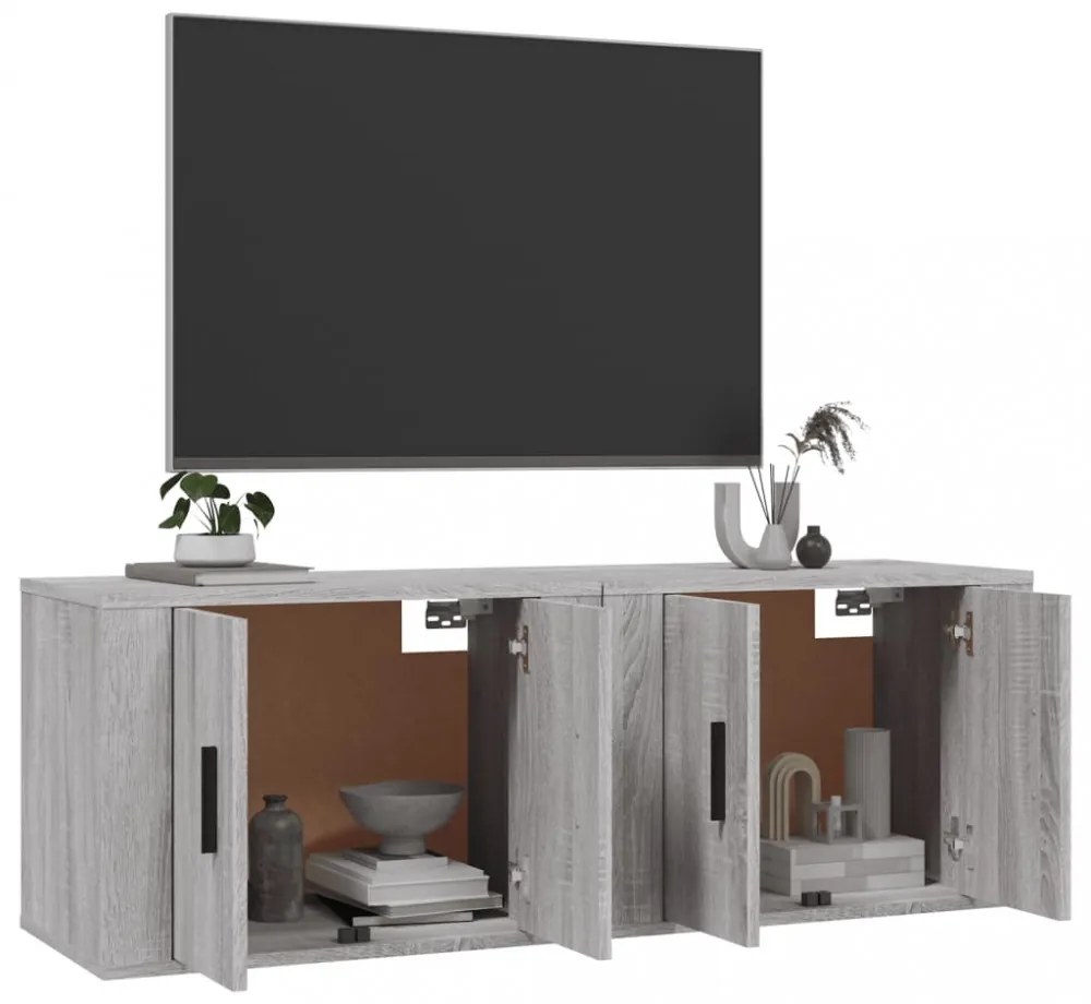 2 db szürke sonoma falra szerelhető TV-szekrény 57x34,5x40 cm
