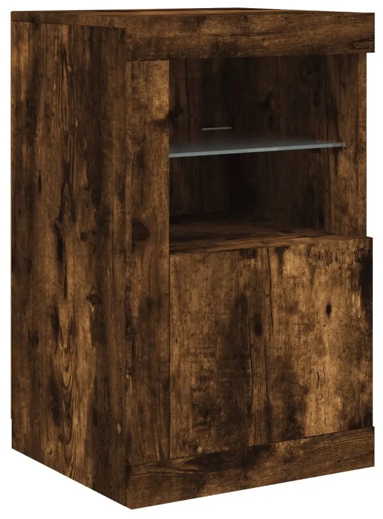 füstös tölgy színű tálalószekrény LED-ekkel 163 x 37 x 67 cm