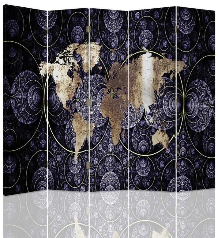 Gario Paraván Elegáns világtérkép Méret: 180 x 170 cm, Kivitelezés: Forgó paraván 360°