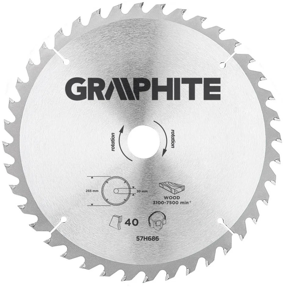 KŐRFŰRÉSZLAP 255*30MM HM 40FOG GRAPHITE