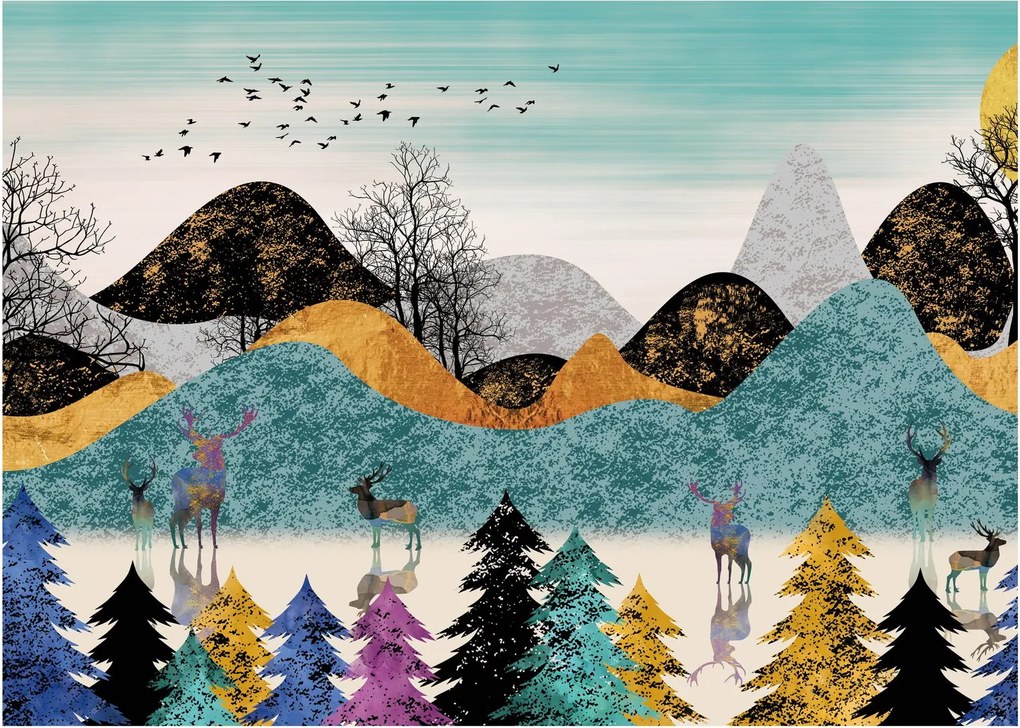 Grafikus kép szarvas (üvegen) (70x50 cm)