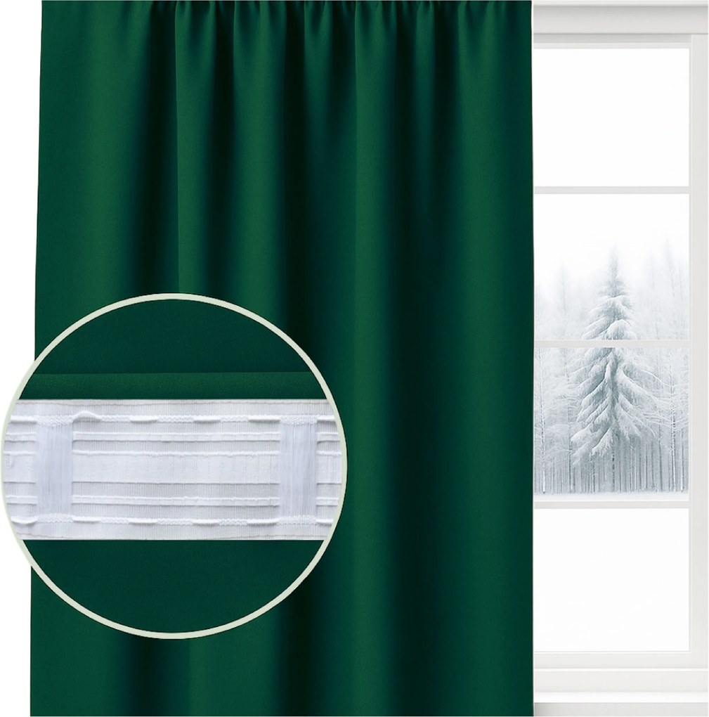 Kész sötétítő függöny 140x230 cm üveg zöld színben, Wave szalaggal, blackout