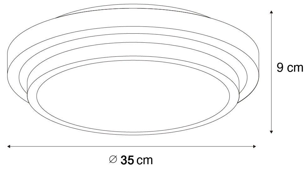 Modern mennyezeti lámpa fekete fehérrel 35 cm 2-lámpás IP44 - Walden