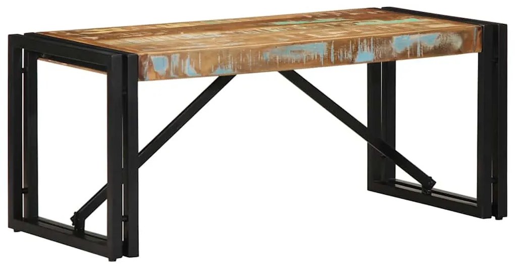 többszínű tömör újrahasznosított fa dohányzóasztal 80x40x35 cm
