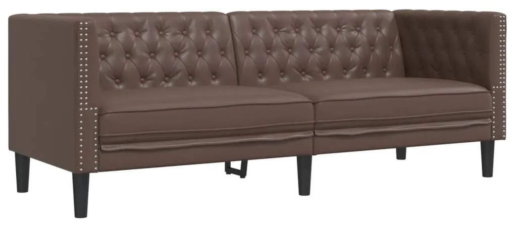 vidaXL 2 részes barna műbőr Chesterfield kanapégarnitúra