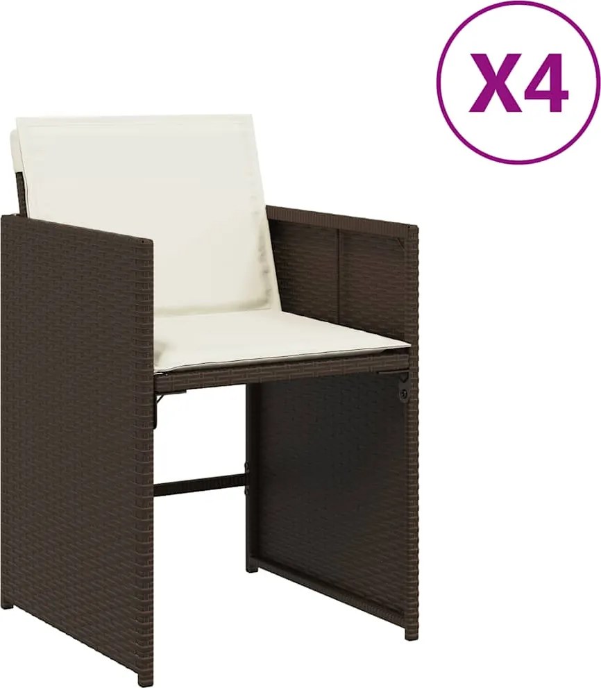 vidaXL 4 db barna polyrattan kerti szék párnával