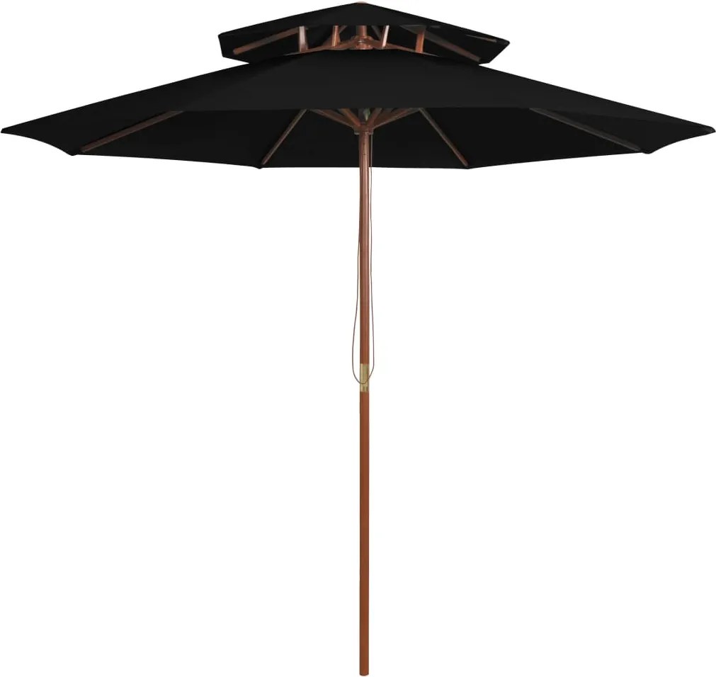 vidaXL fekete kétszintes napernyő farúddal 270 cm