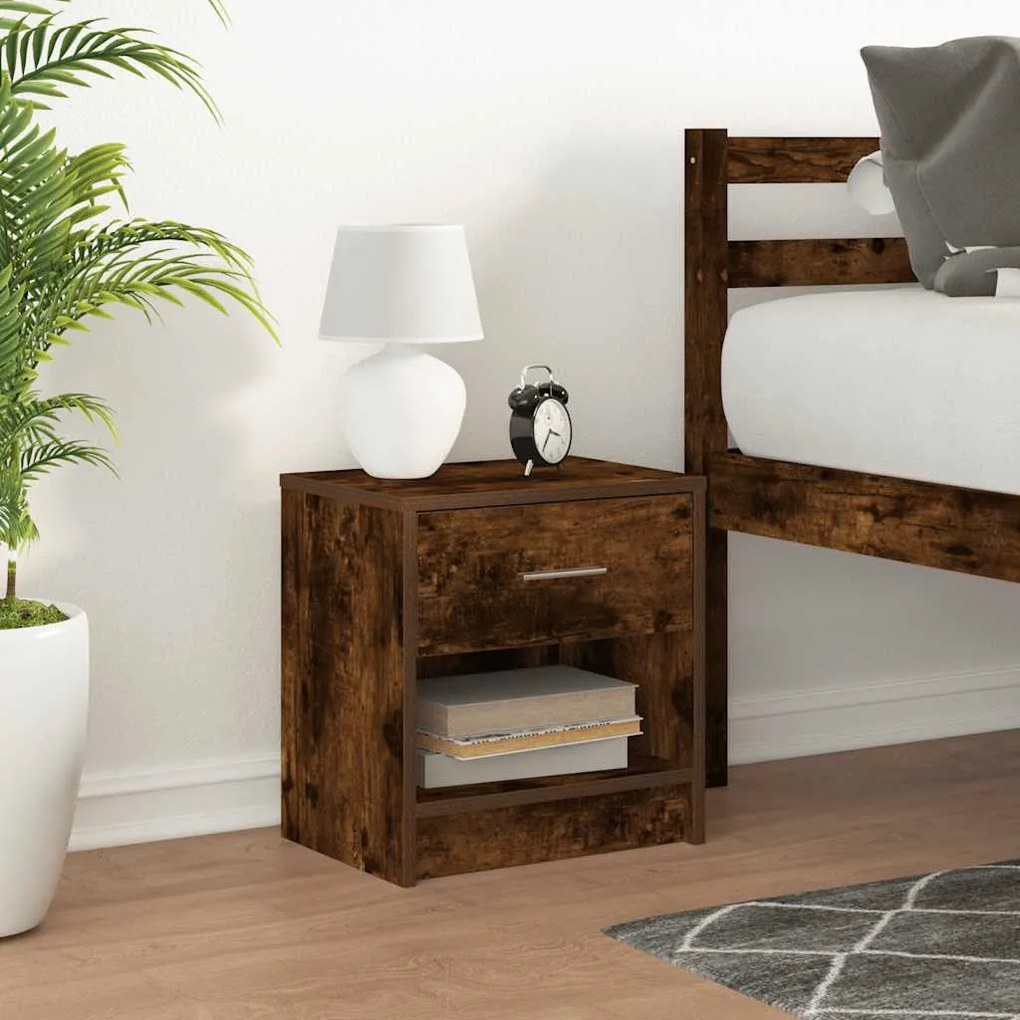 Füstös tölgy színű éjjeliszekrény fiókkal 39x28x41 cm