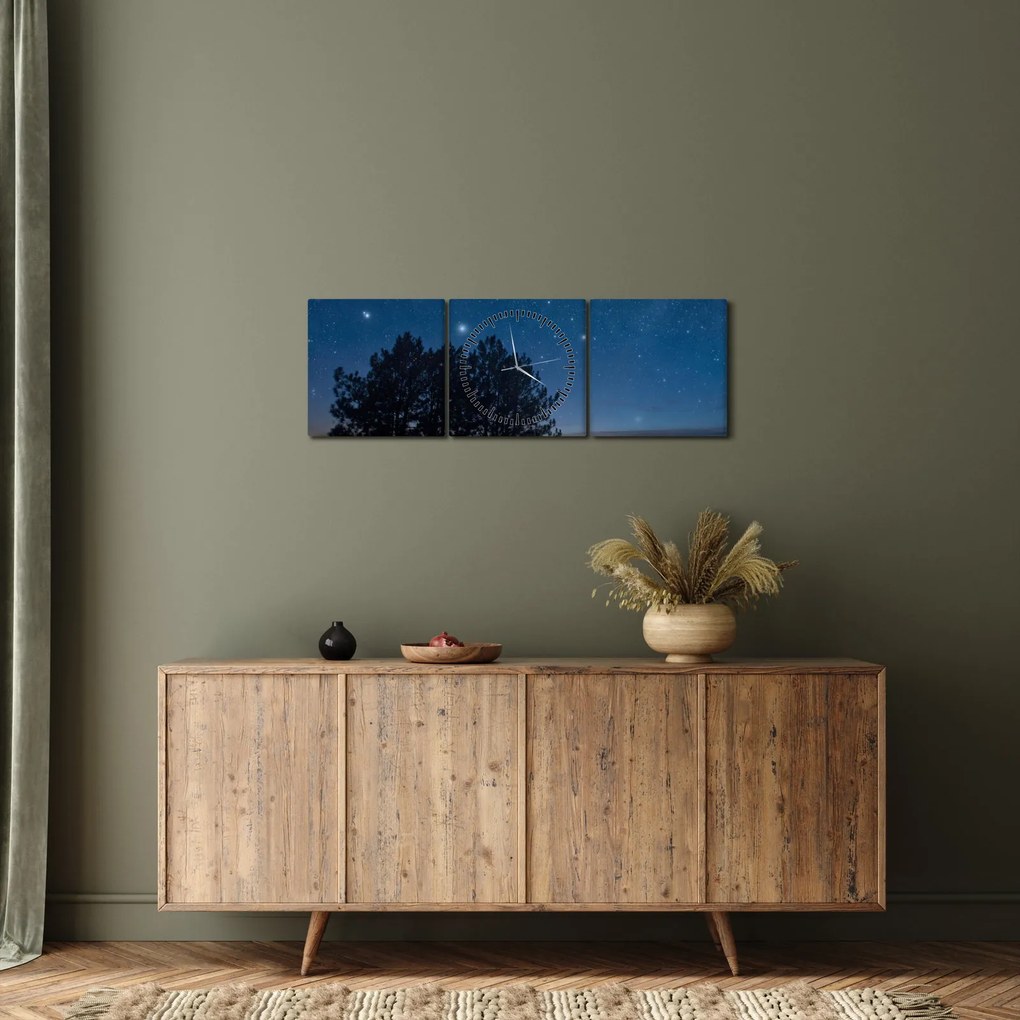 A fák éjjel képe (órával) (90x30 cm)