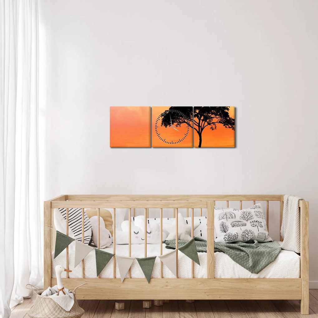Kép egy fáról naplementekor (órával) (90x30 cm)
