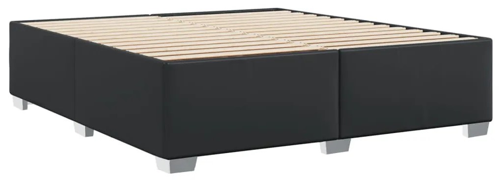 fekete műbőr ágykeret 200x200 cm