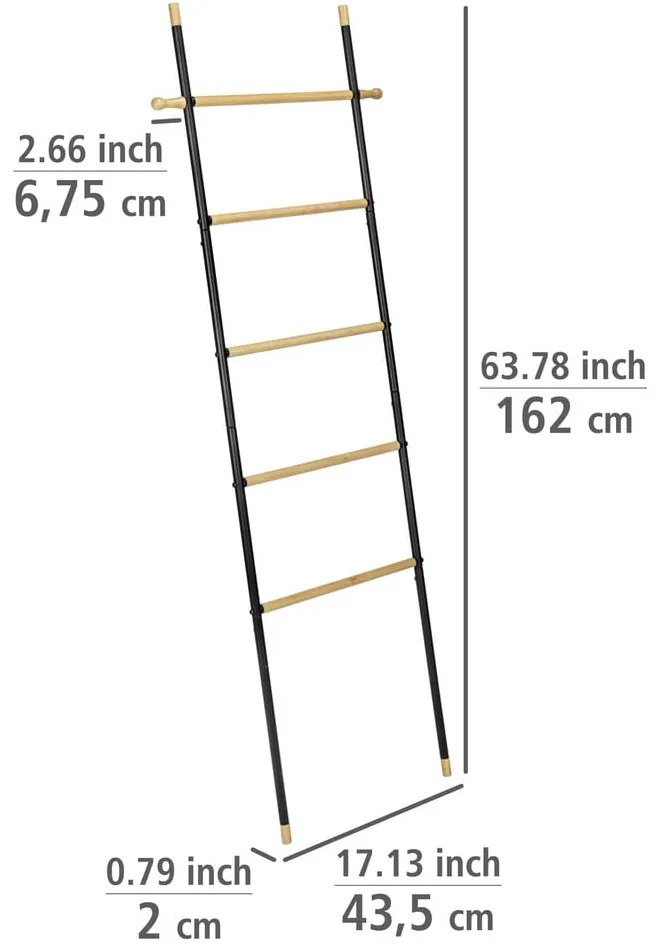 Fekete-natúr színű fém dekorációs létra Loft – Wenko