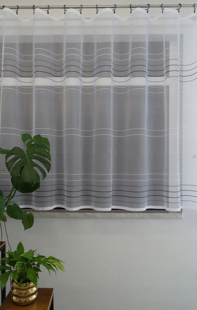 Mg Függöny Csíkos 771/1 Fehér hamuszürke 150cm 2,5m kupon