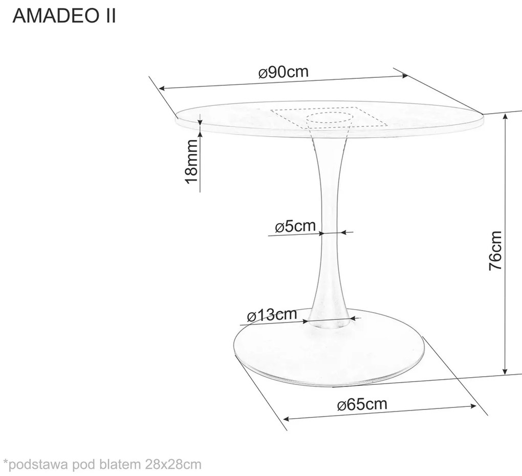 Kerek étkezőasztal AMADEO II 90x90 cm, tölgy dekoráció