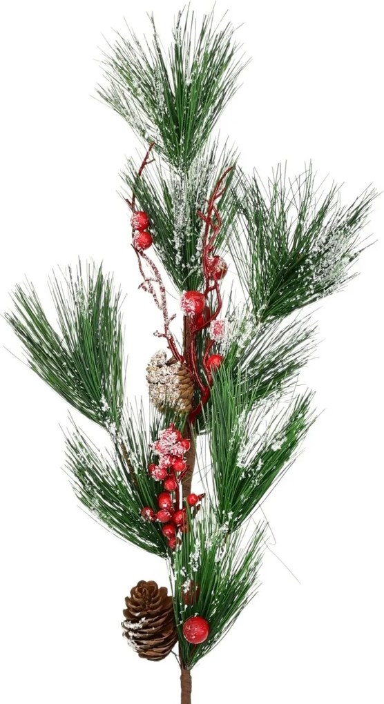 Műfenyő ág díszítéssel, 75 cm