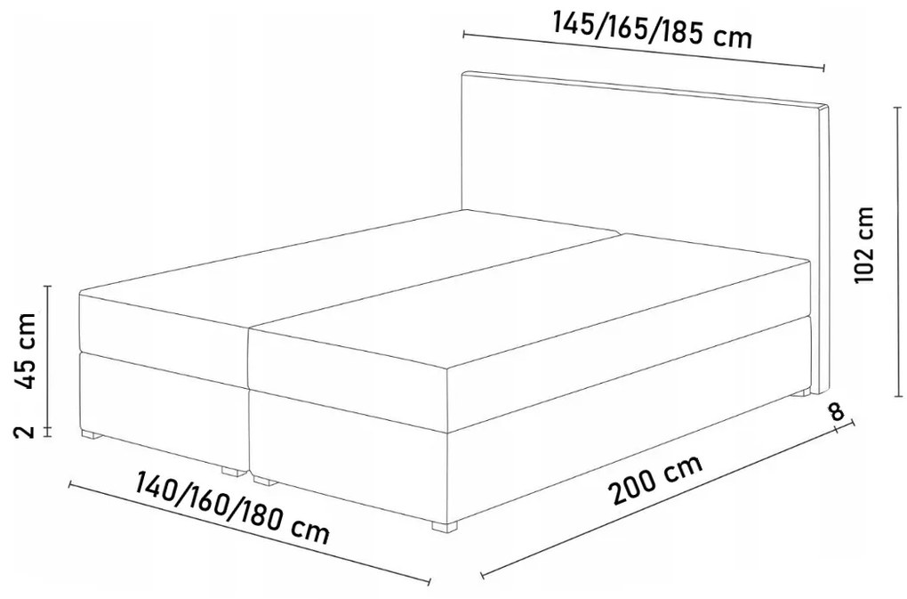 LEMON boxspring kárpitozott ágy, 180x200, itaka 14/kék