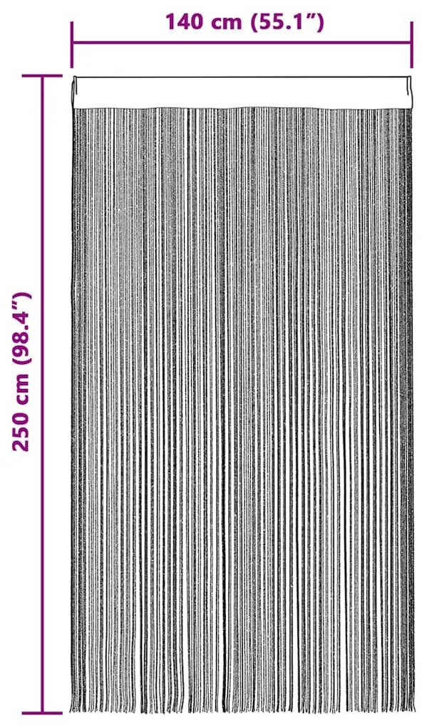 2 db kék zsinórfüggöny 140 x 250 cm