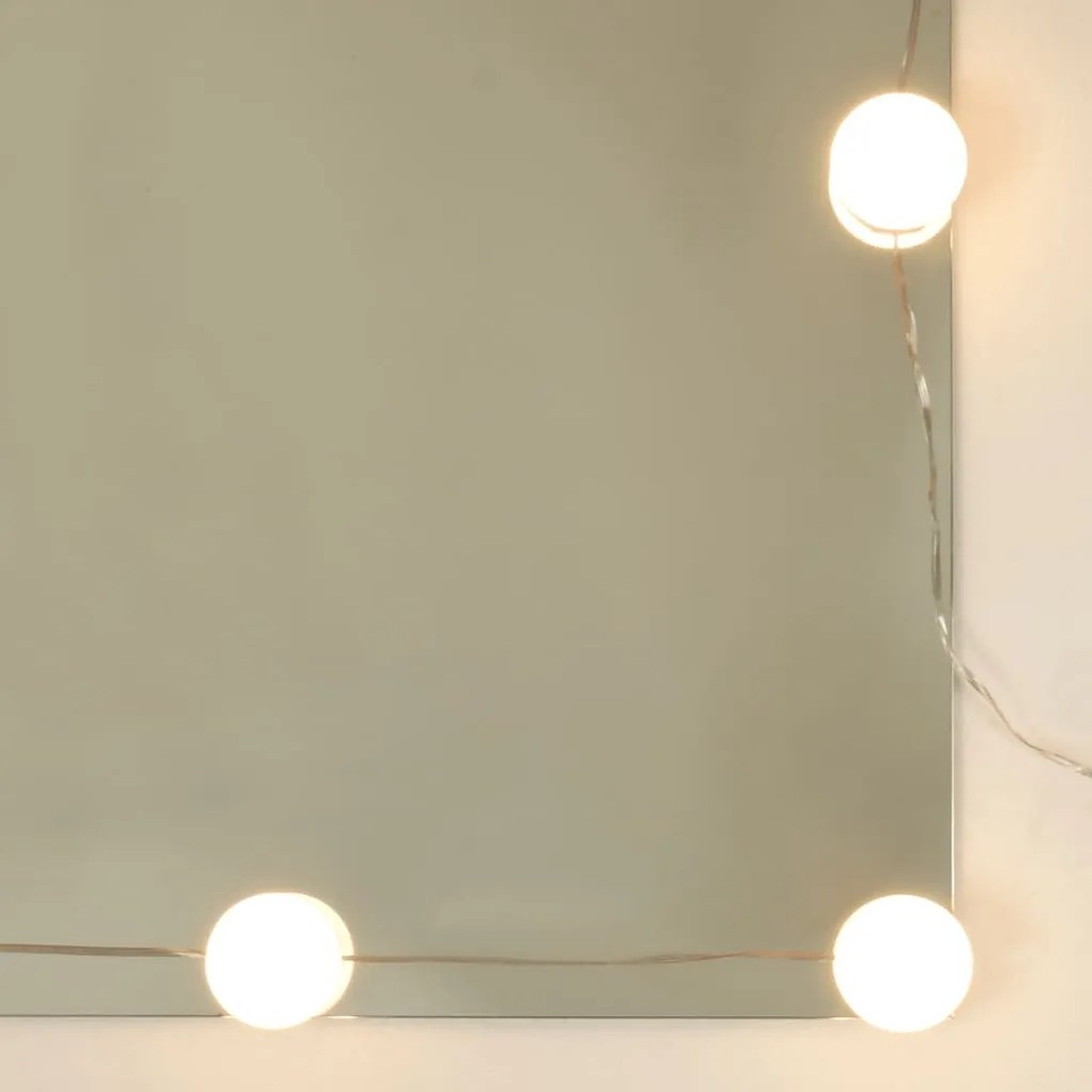 szürke sonoma színű tükrös szekrény LED-ekkel 90 x 31,5 x 62 cm