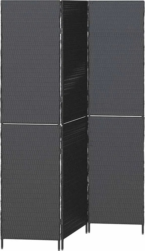 vidaXL Szobaelválasztó Fekete 146 x 180 cm polirattan