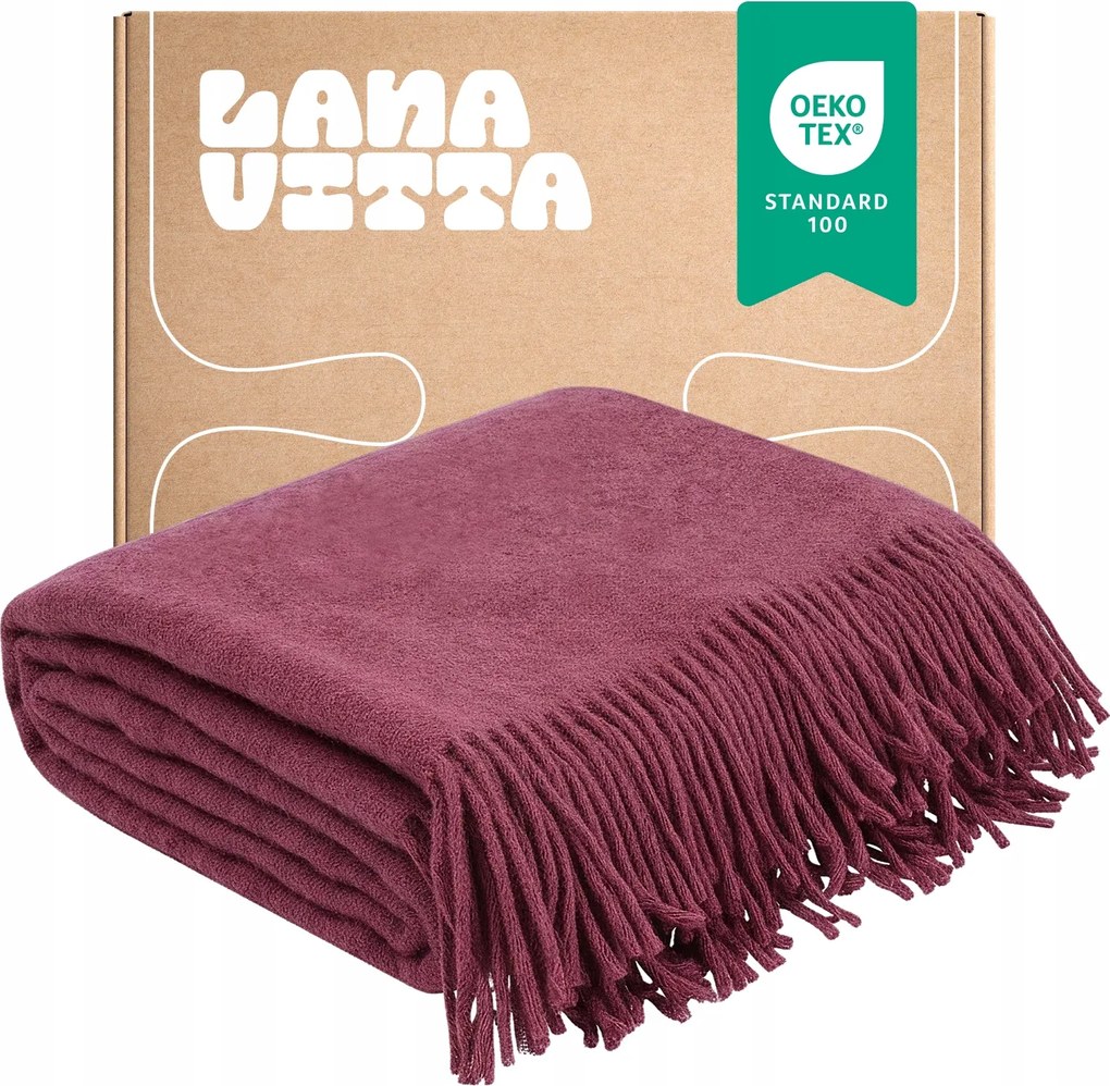 Gyapjú takaró Melange 100% Új-zélandi gyapjú Sötét cseresznye 140x200 cm