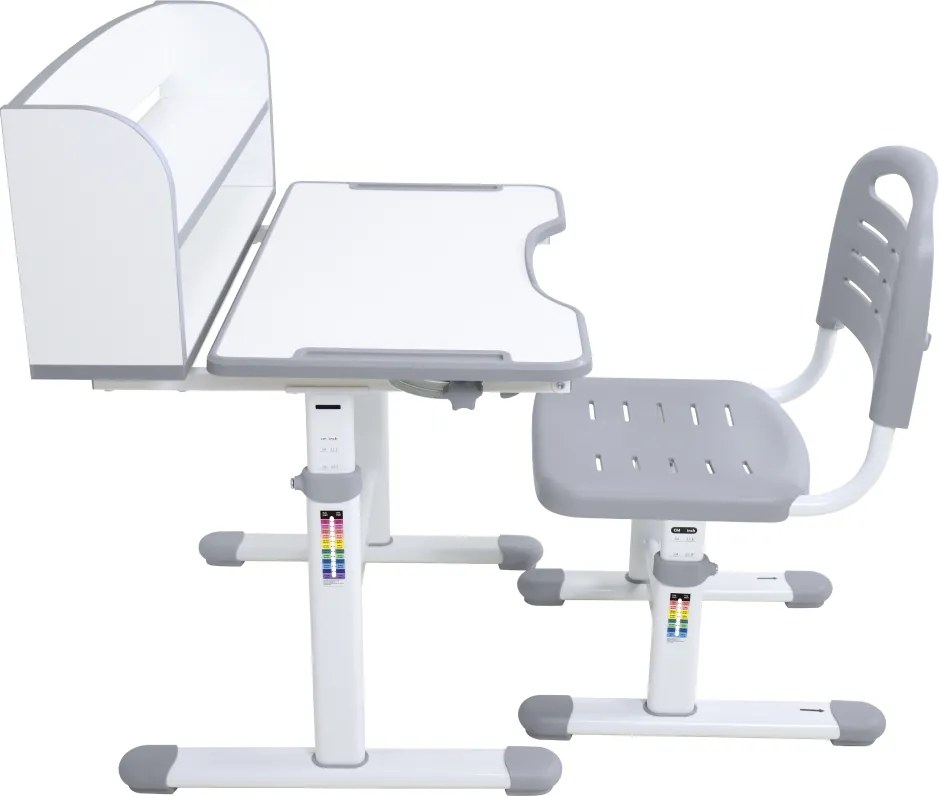 Növekvő íróasztal és szék, szürke/fehér, set ZION