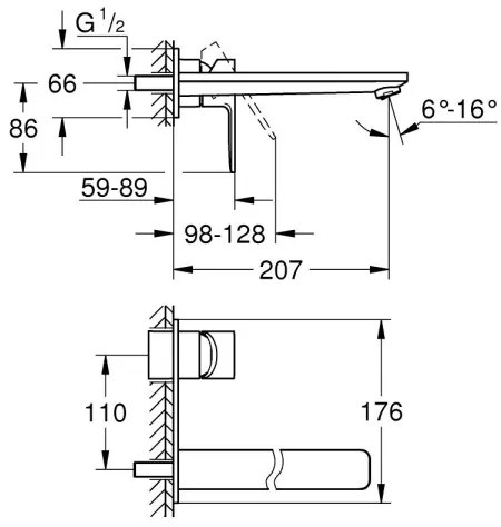 GROHE 23444AL1 - LINEARE mosdócsaptelep 207 mm grafit